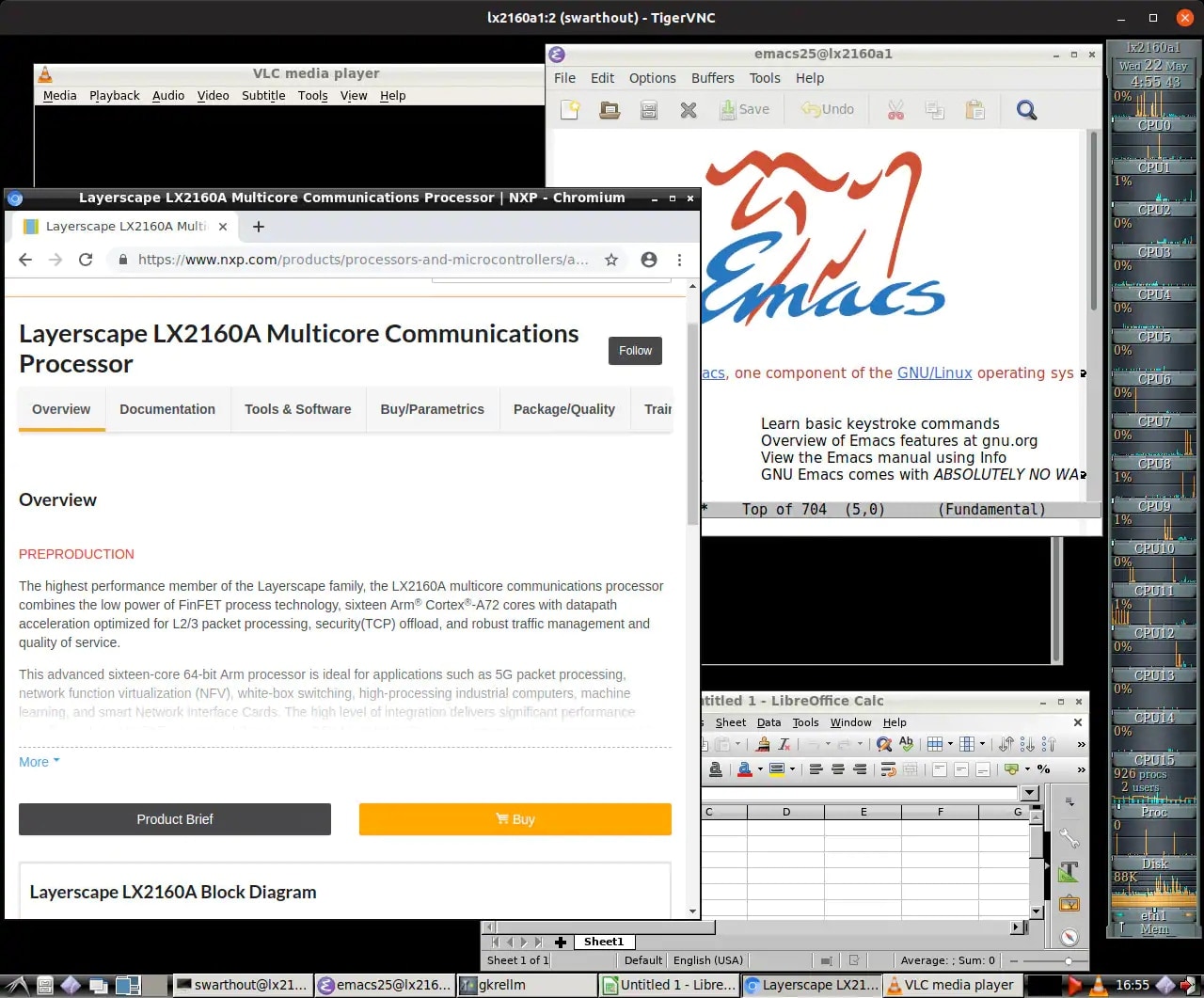 Layerscape LX2160A处理器上运行的Linux桌面的截屏
