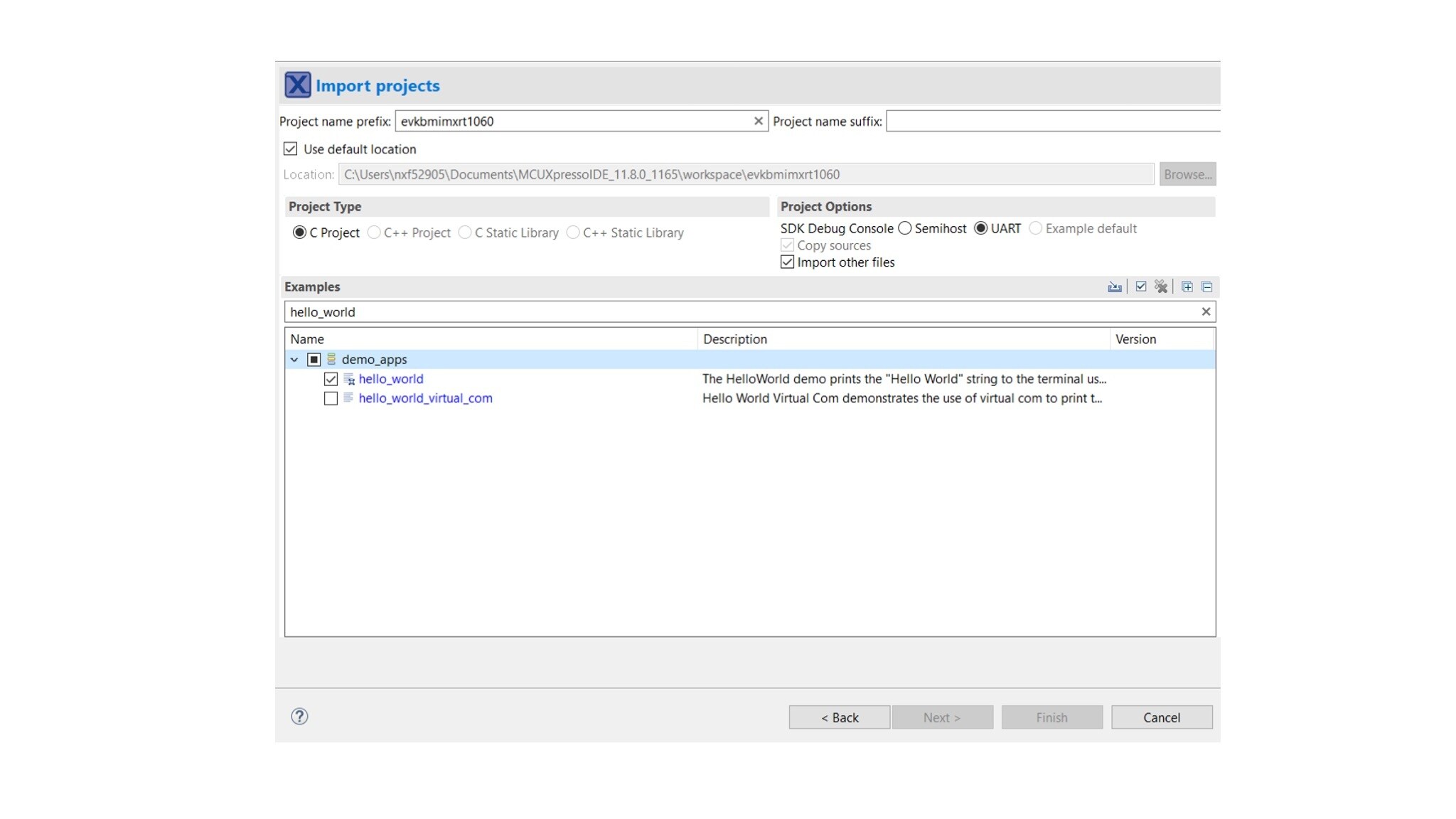 Import Project screenshot