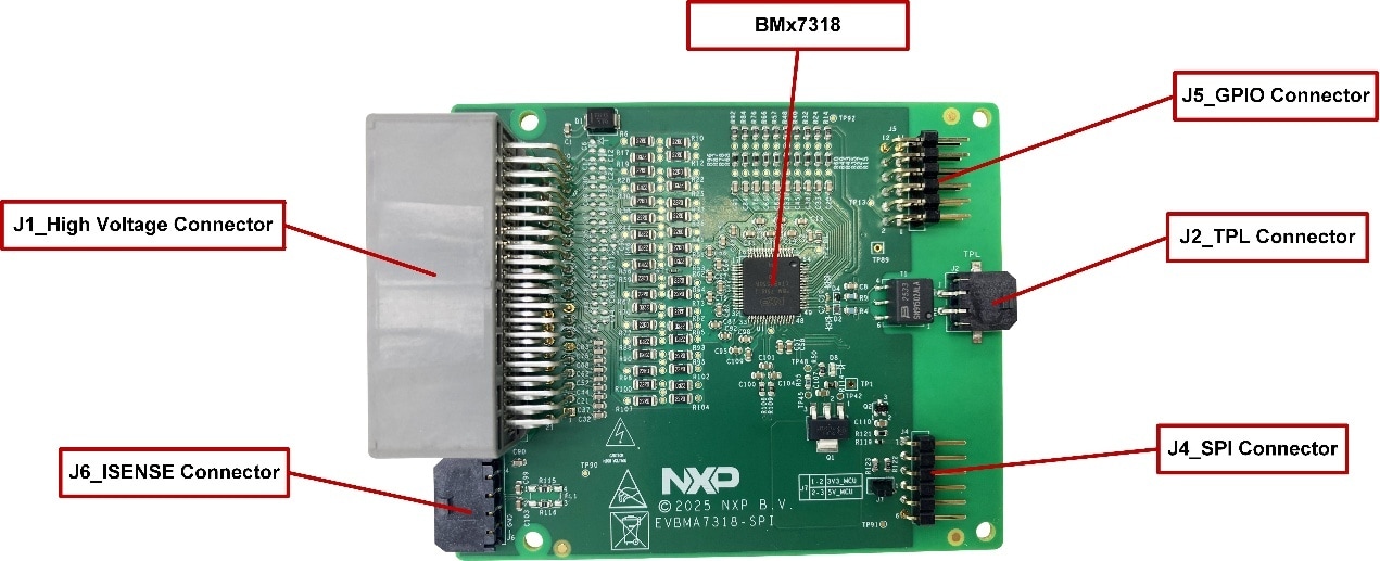 Figure 2. EVBMA7318-SPI Devices and Connectors
