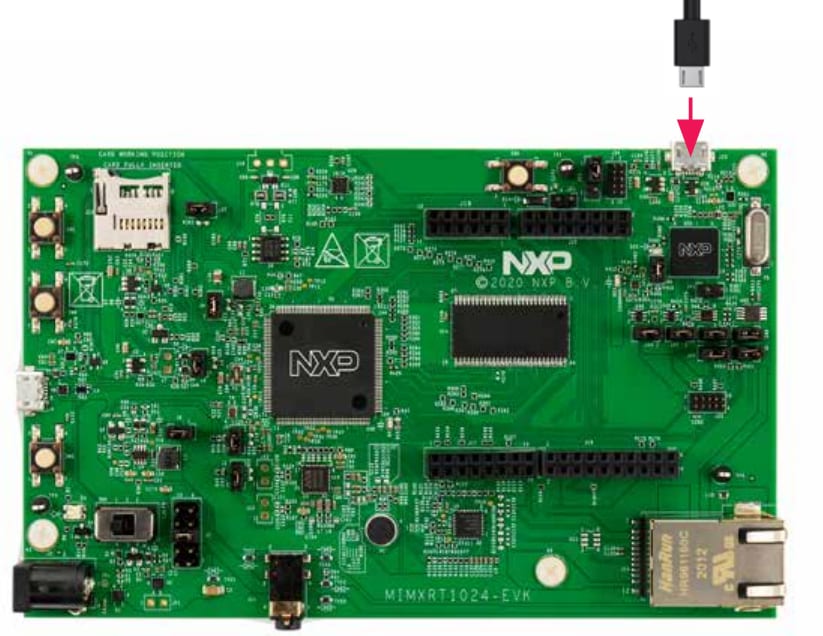 Figure 12. Plug In the MIMXRT1024-EVK Board

