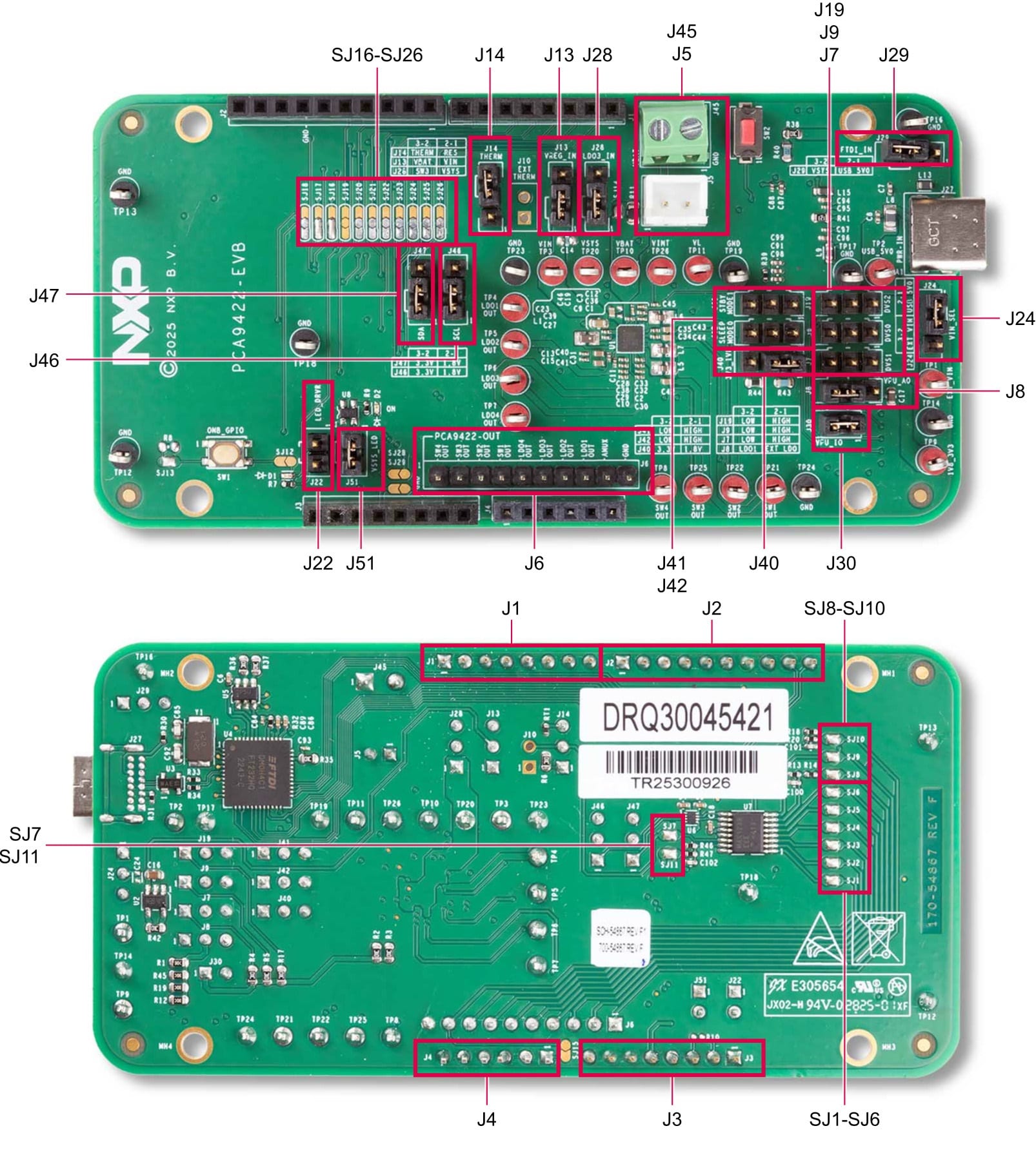 Figure 3. PCA9422-EVB Jumpers