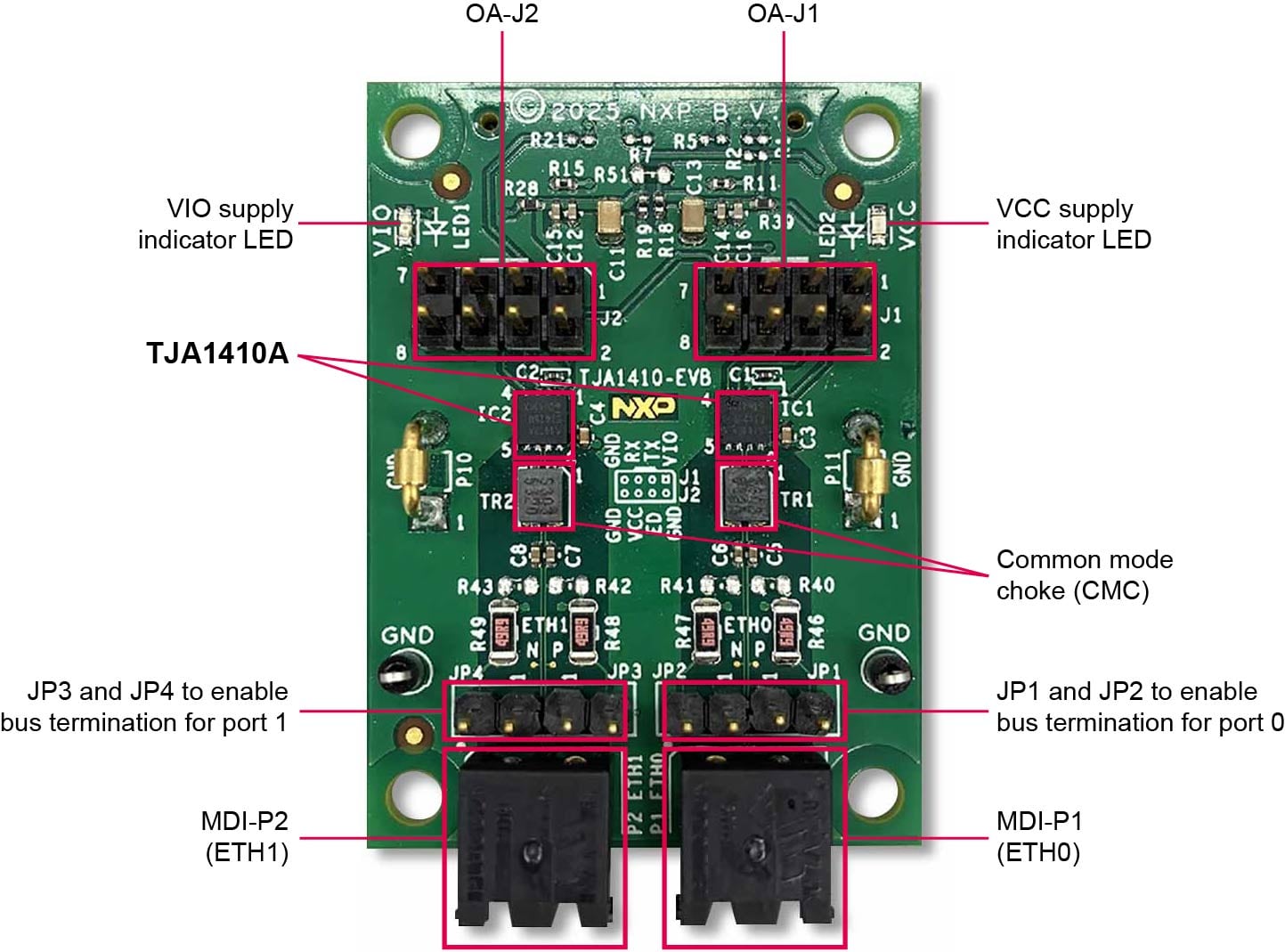 Top View of TJA1410-EVB