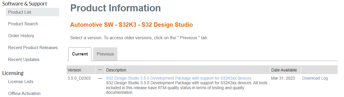 Download and install the latest version of S32K3xx Development Package