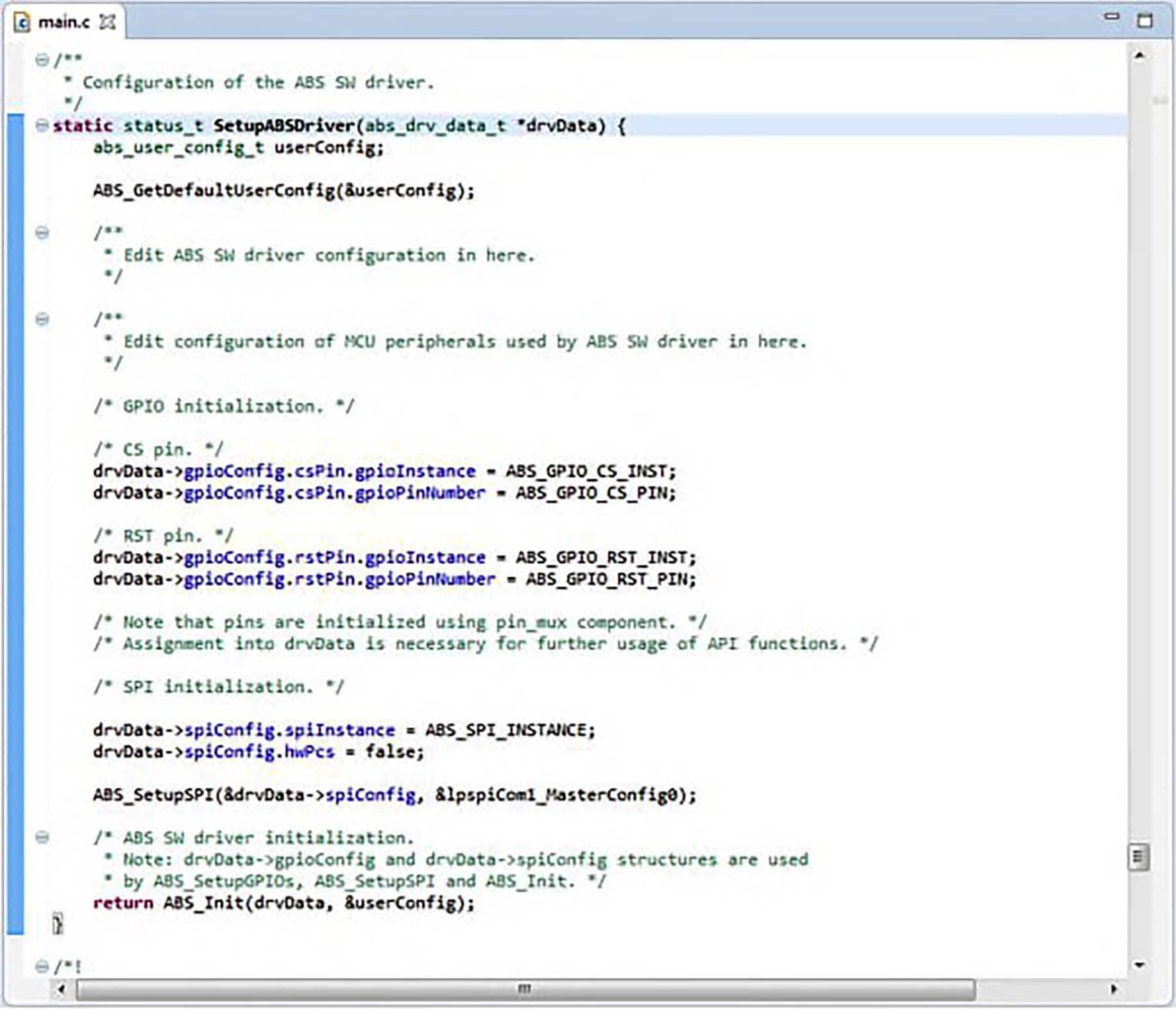 Figure 17. Setup Function for ABS Software Driver