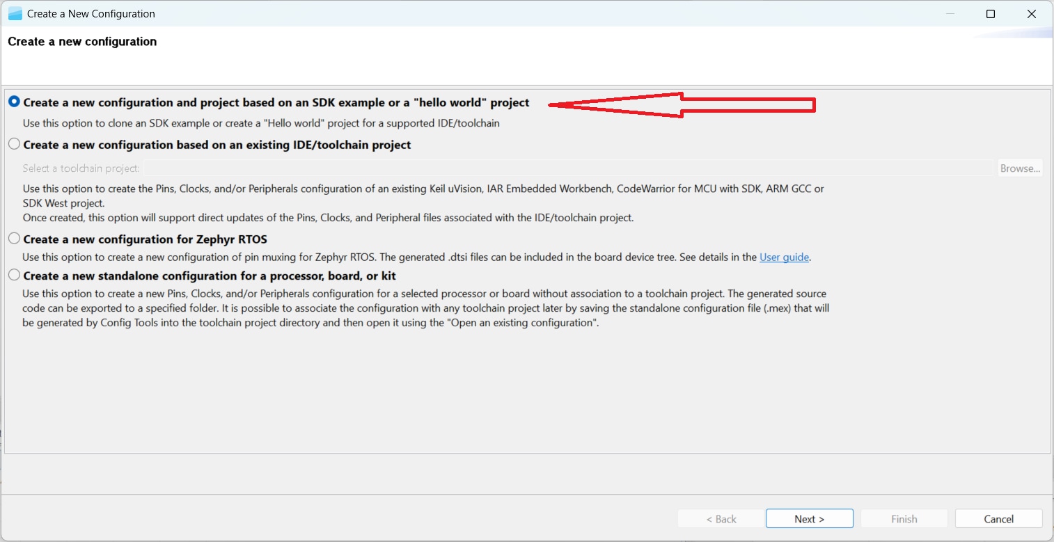 Clone an Example Project from MCUXpresso IDE -step 4