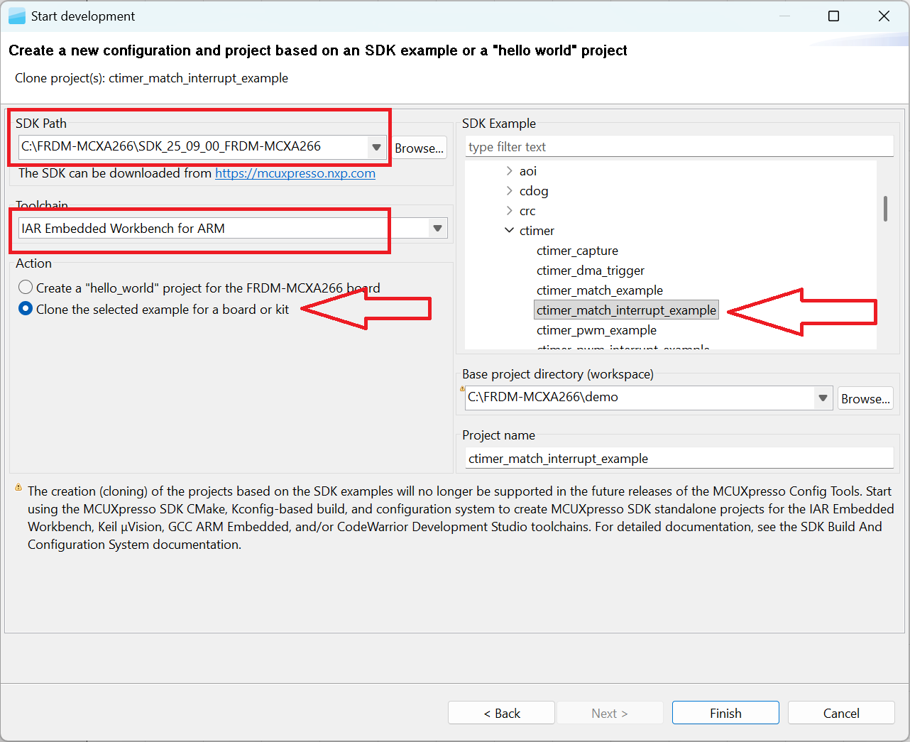 Clone an Example Project from MCUXpresso IDE -step 5