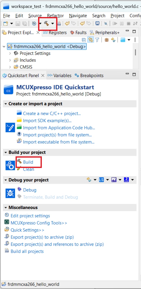 Build and flash application using MCUXpresso IDE - step 4