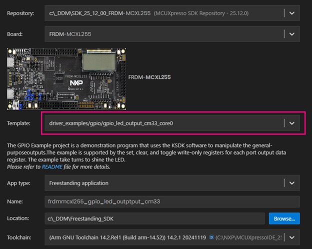 Modify an SDK Project Using the Config Tools on MCUXpresso for VS Code - step 1