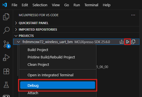 Build and flash application using MCUXpresso VS - step 10
