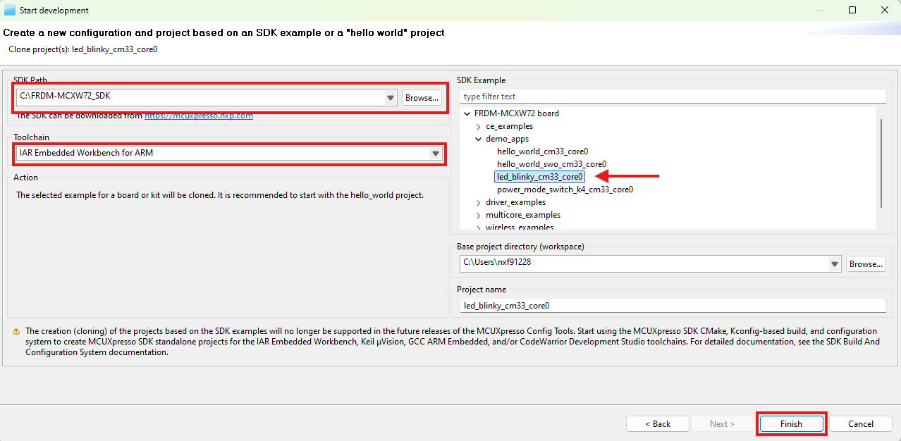 Clone an Example Project using MCUXpresso Config Tool for 3rd Party IDE - step 2