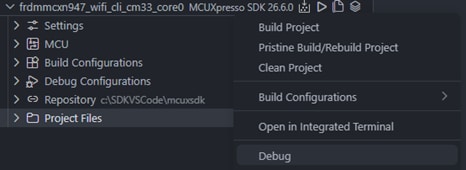 MCUX VS Code import example - step 11