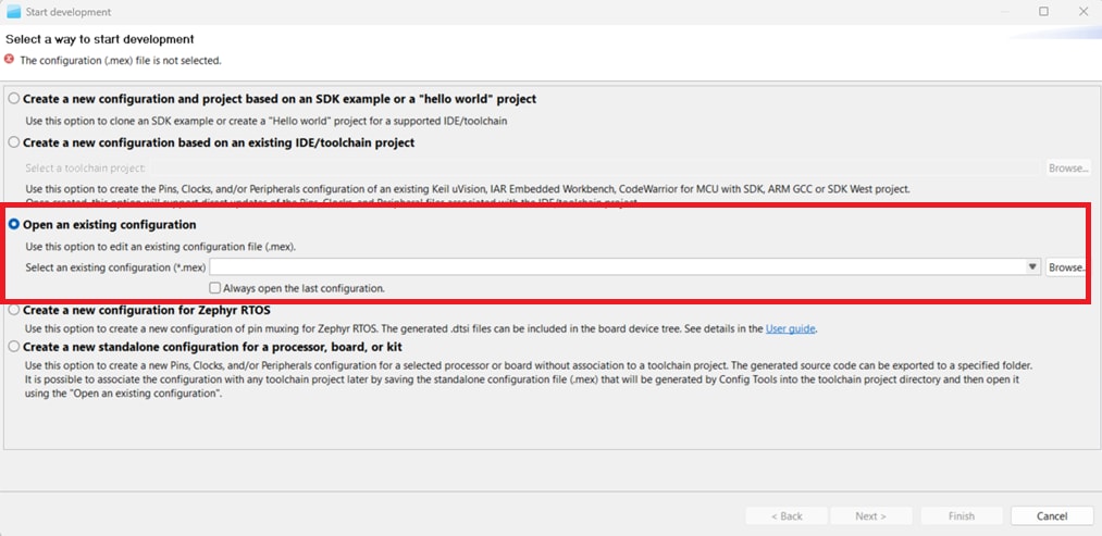 Use MCUXpresso config tools - step 2