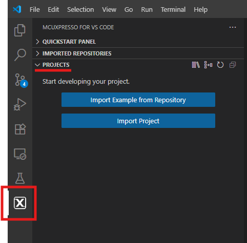 Build and flash application using MCUXpresso IDE - step 1