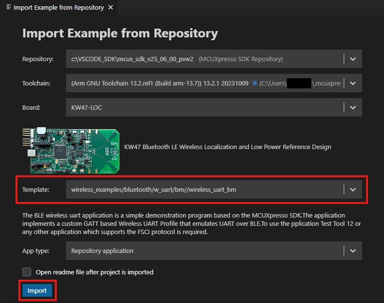 Build and flash application using MCUXpresso IDE - step 6