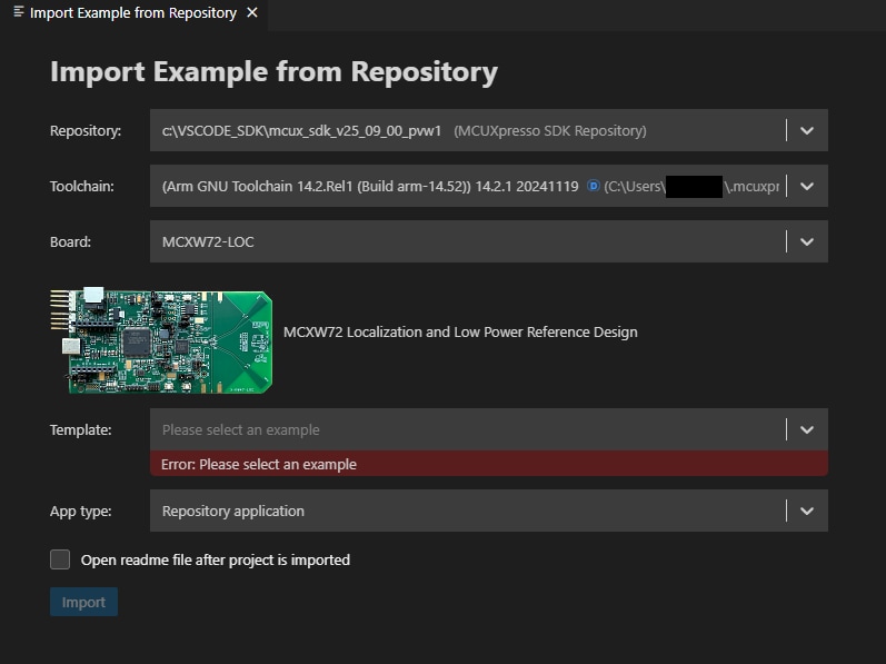 Build and flash application using MCUXpresso IDE - step 2-1