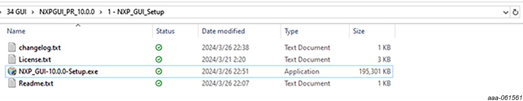 Figure 5. NXP_GUI_Setup Folder Example