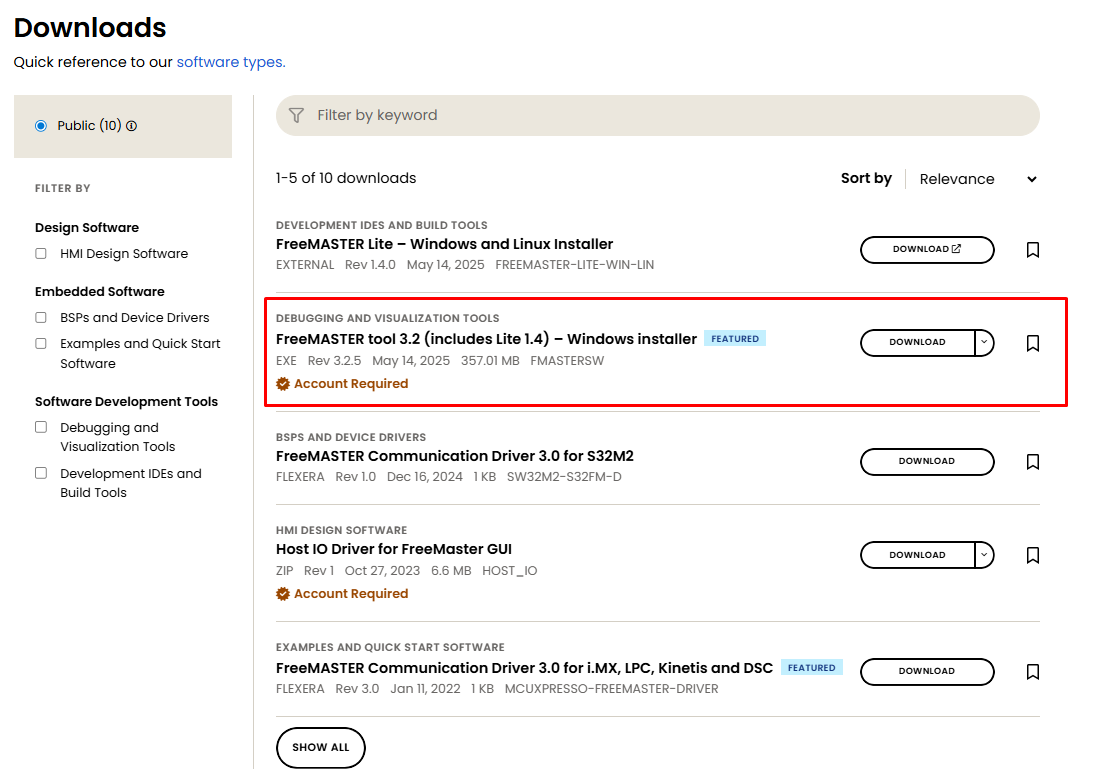 FreeMASTER Tool Download