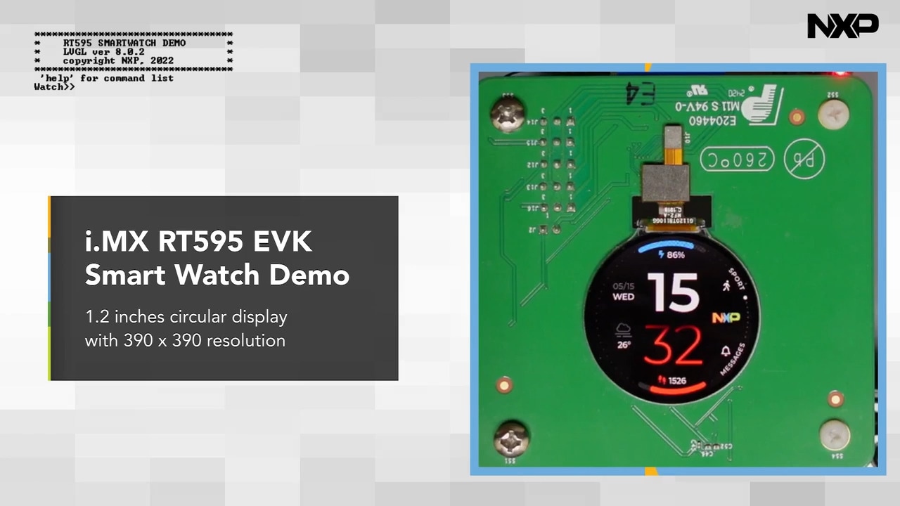 在i.MX RT595 EVK上运行的智能手表演示(图片)